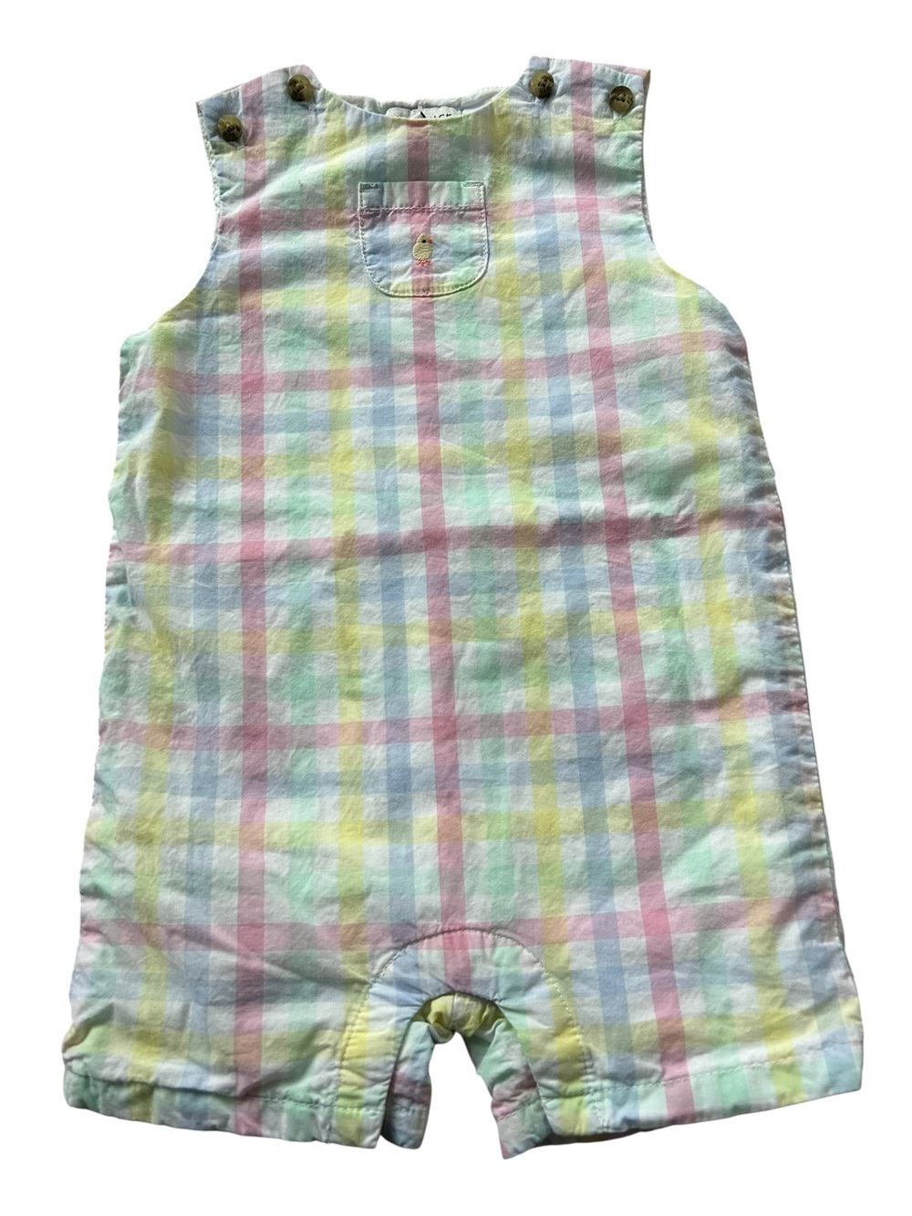 Janie and Jack Baby Gingham Pastel Multicolor Cotton Romper Size 6-12 Months